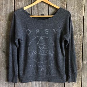 Charcoal Obey crew neck sweatshirt XS